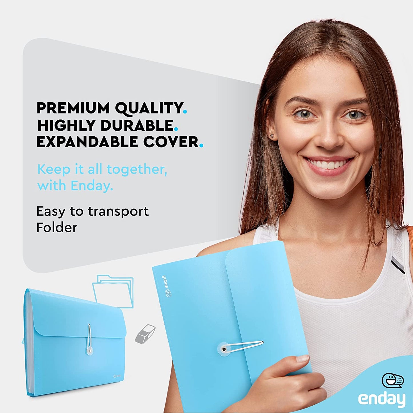 13-Pocket Letter Size Poly Expanding File - Blue