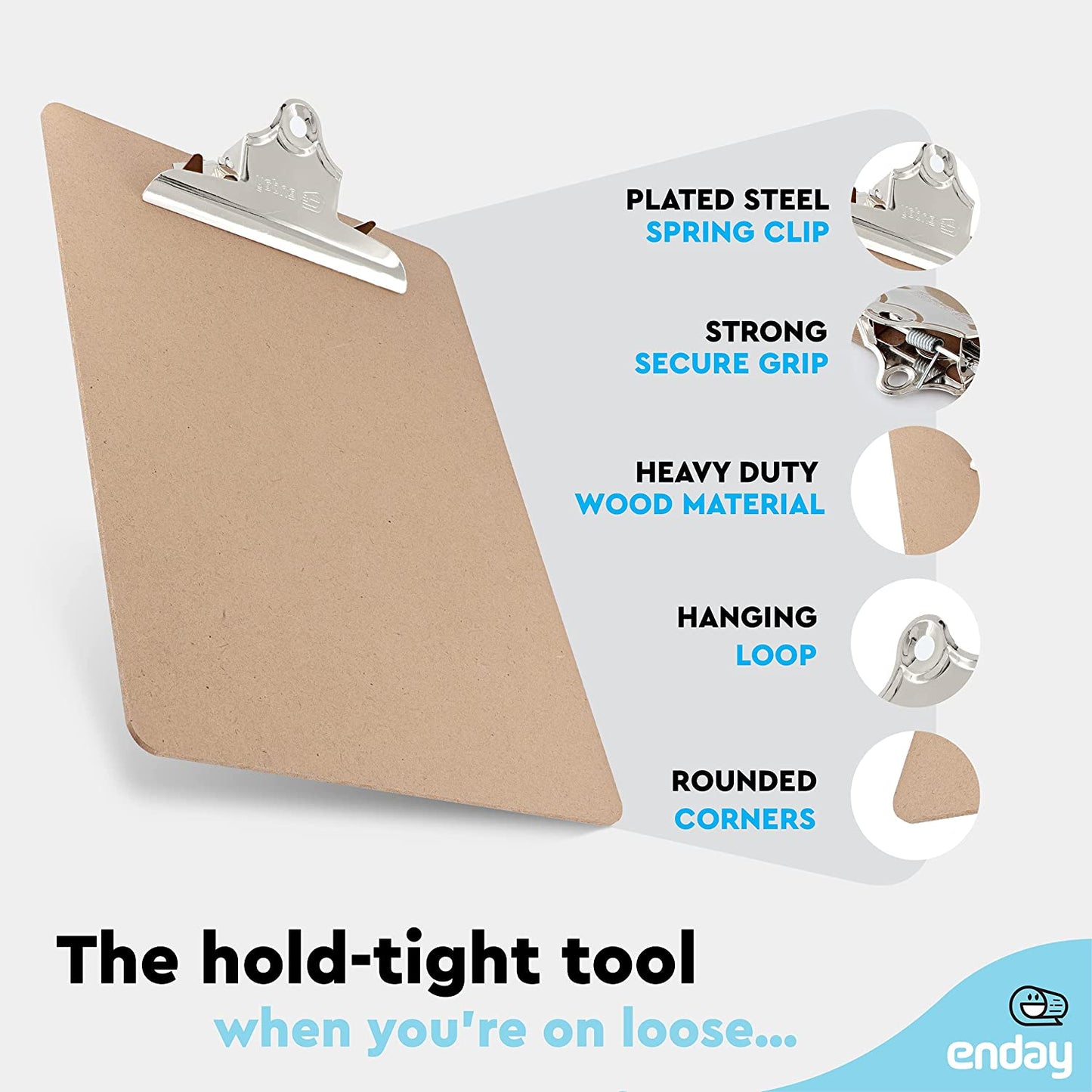 Standard Size Hardboard Clipboard with Sturdy Spring Clip 13" x 8.85" and Fit Over 100 Sheets of Paper