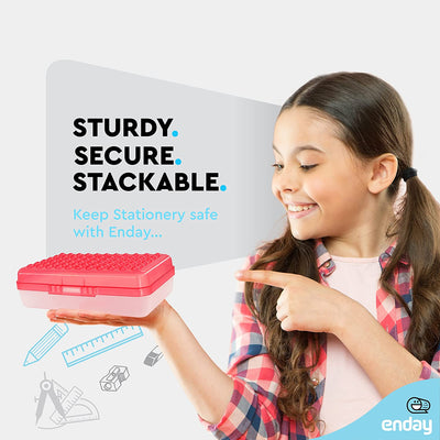 Assorted color Dots Pencil Case red