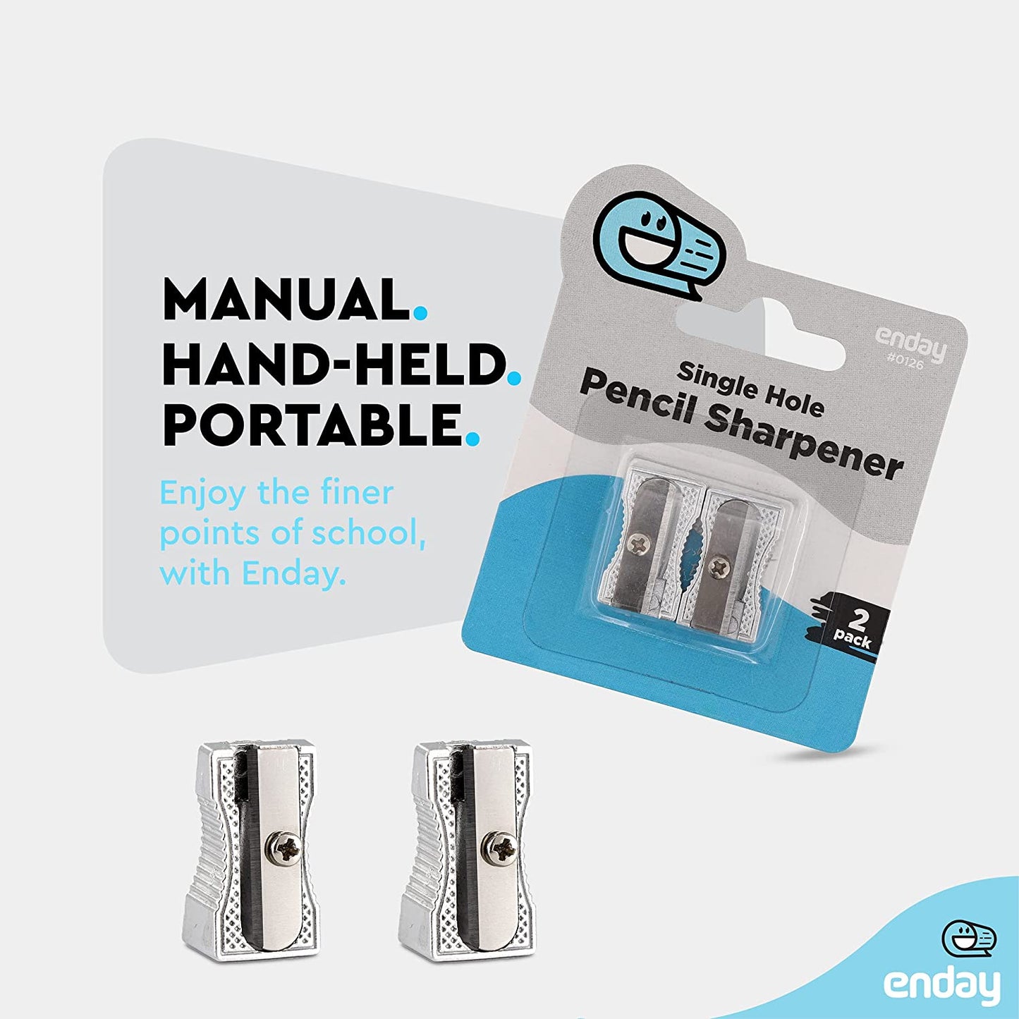 Single Hole Metal Pencil Sharpener 2 PK