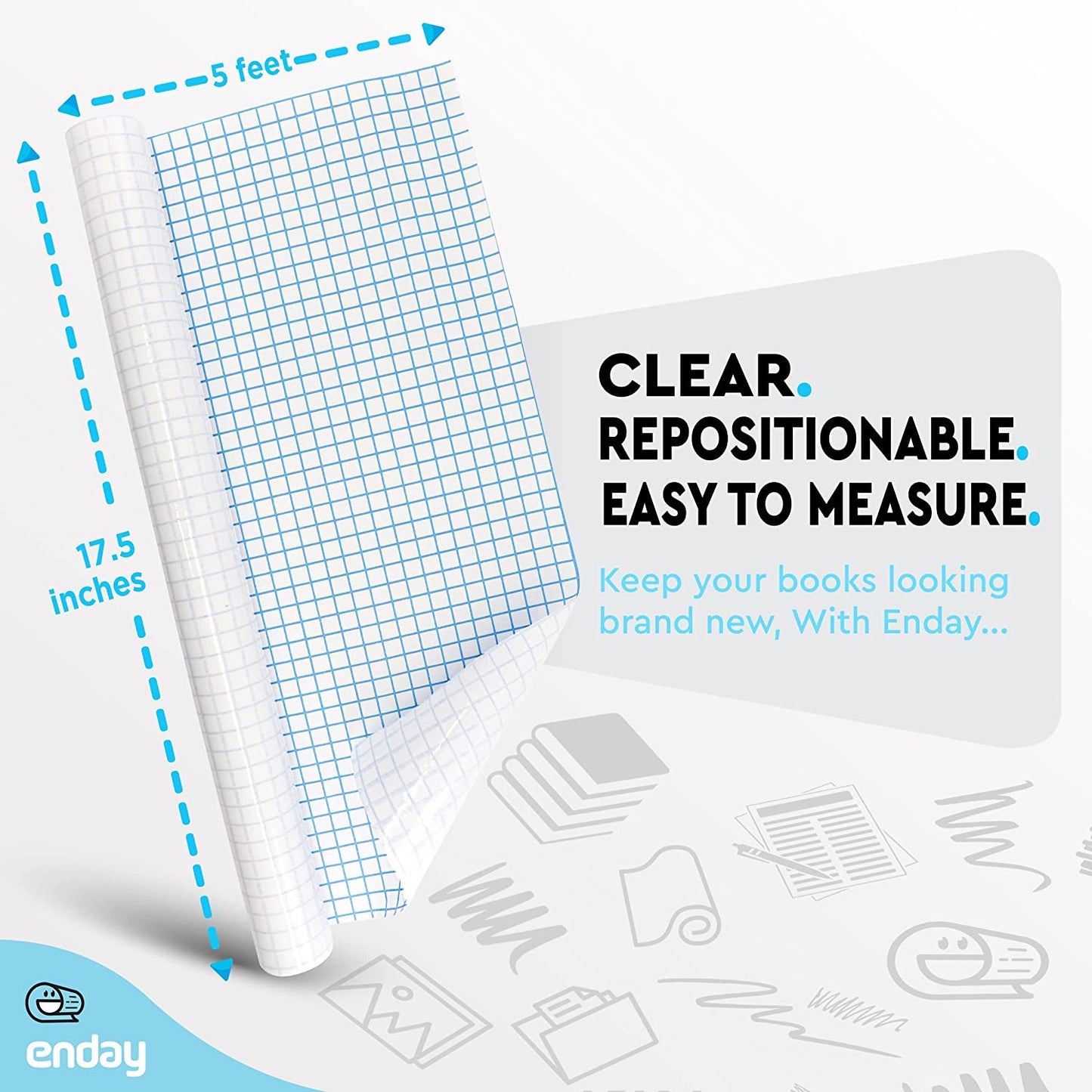 17.5" X 1.5 Yard Clear Self Adhesive Book Cover