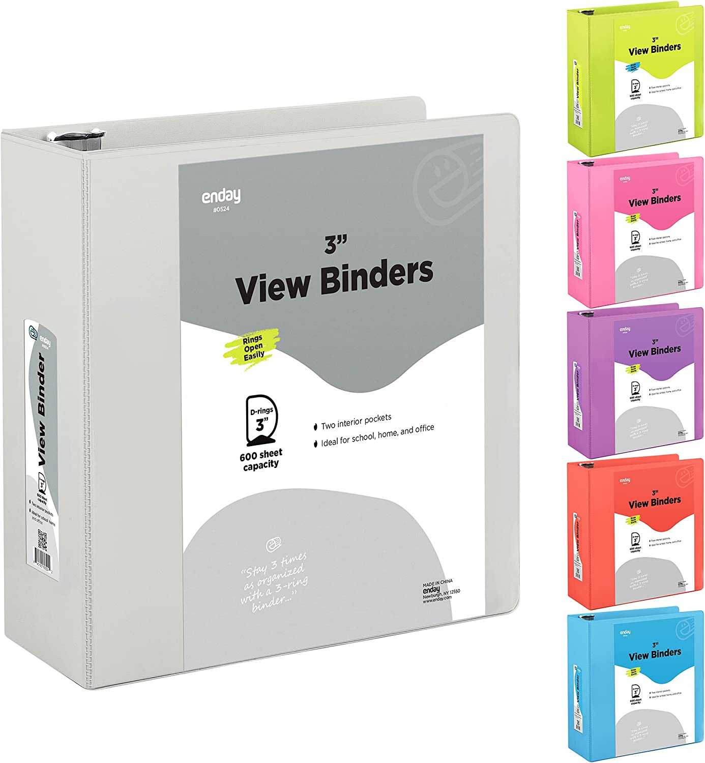 3" Slant-D Ring View Binder w/ 2 Pockets grey