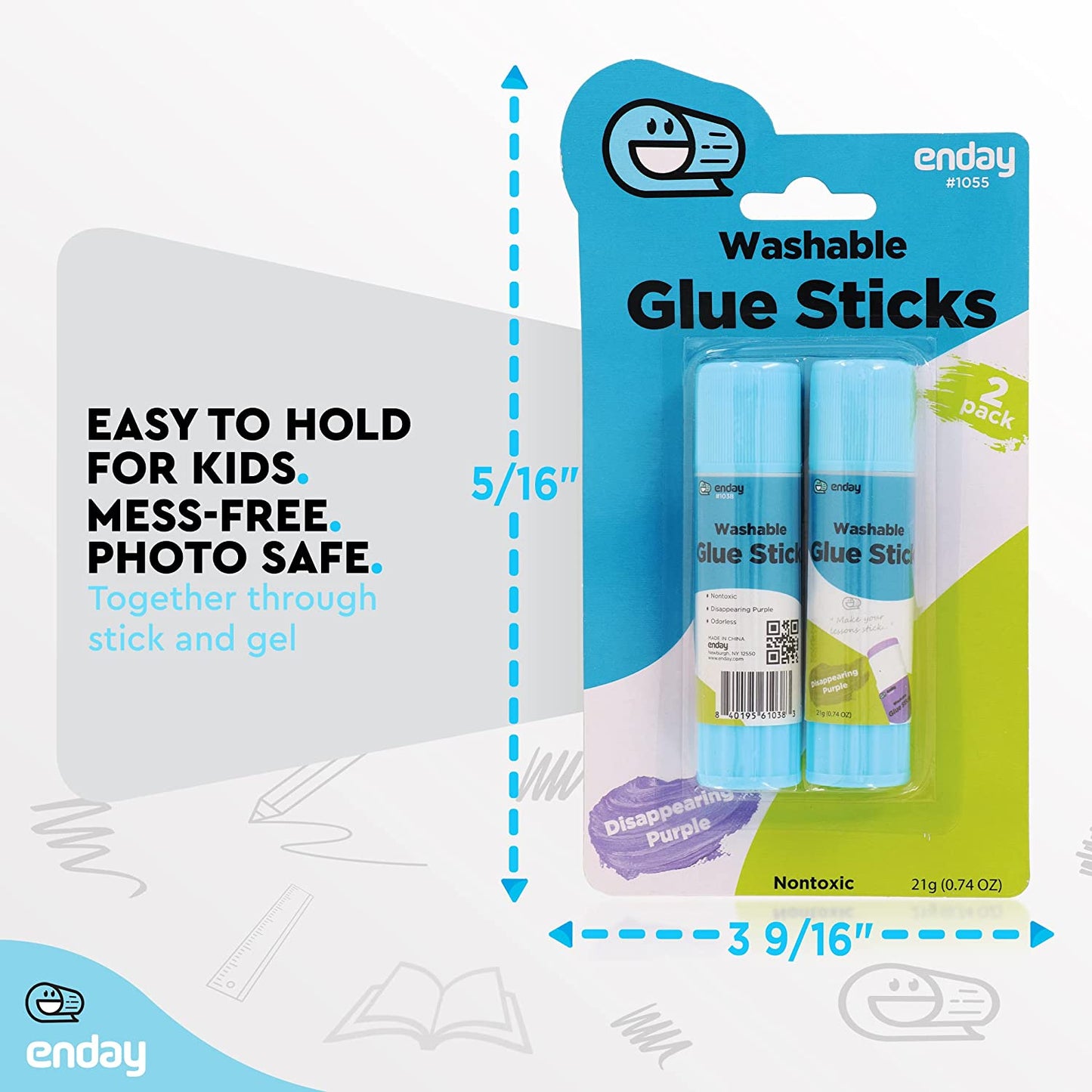 Glue Stick Washable Disappearing Purple 0.7 oz (21g)  2 pack