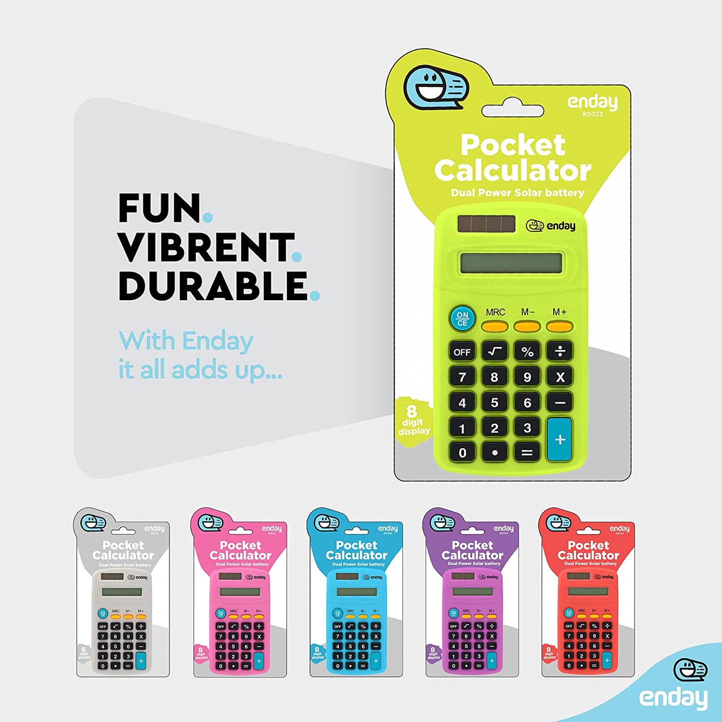 8-Digit Dual Power Pocket Size Calculator green