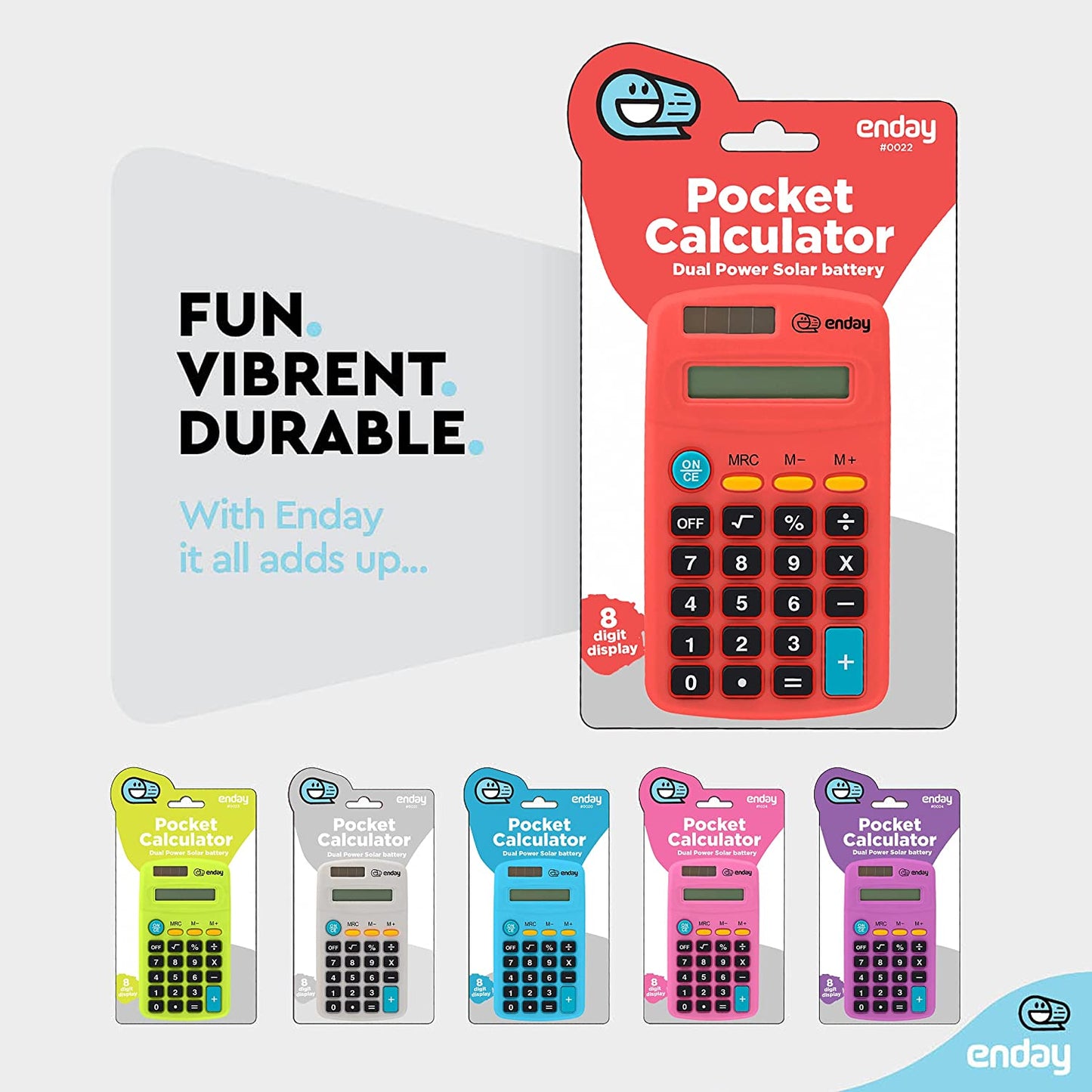8-Digit Dual Power Pocket Size Calculator red