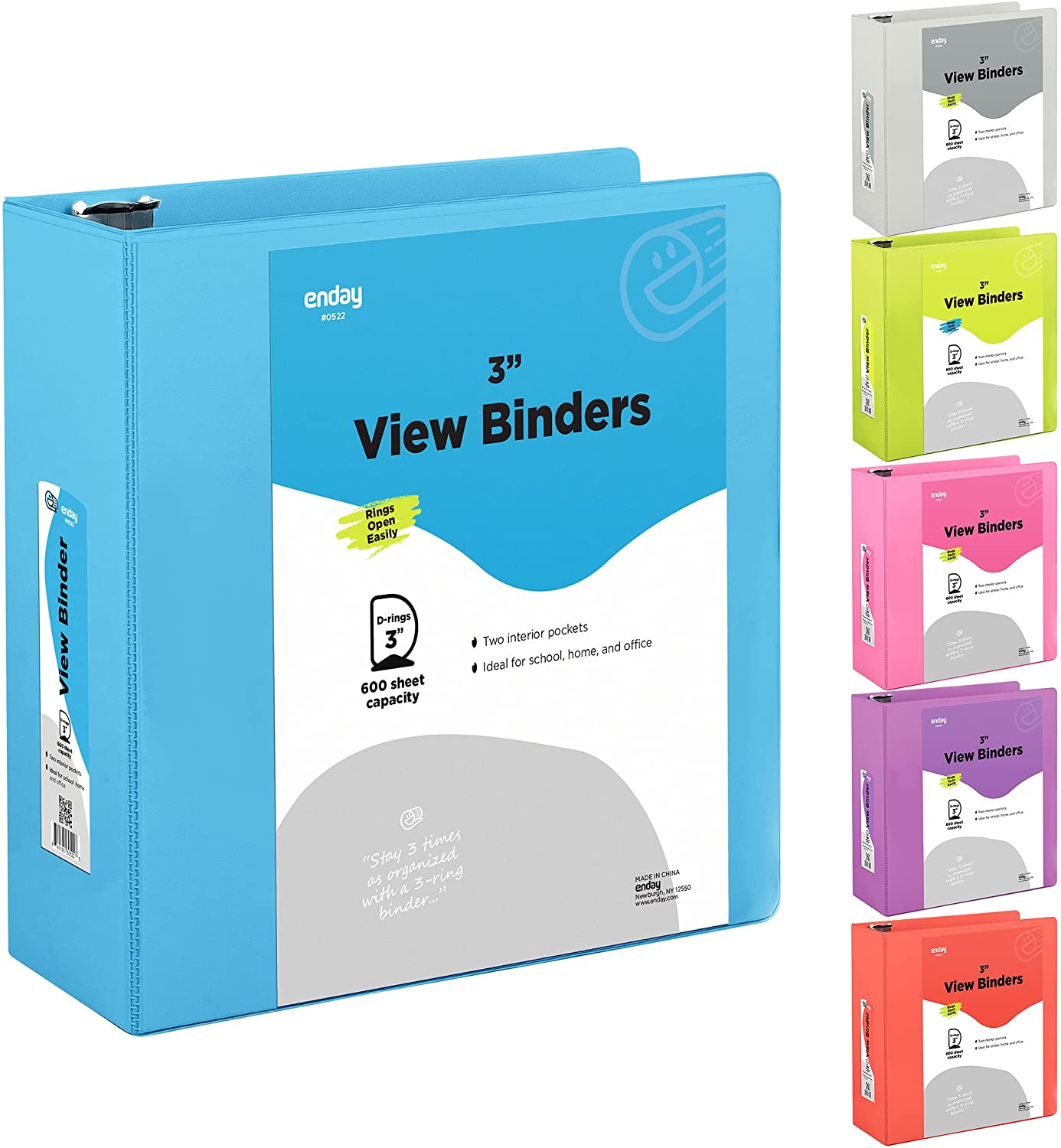 3" Slant-D Ring View Binder w/ 2 Pockets blue