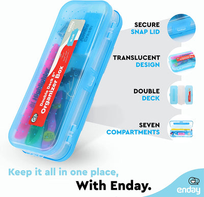 8" Bright Color Double Deck Organizer Box  blue