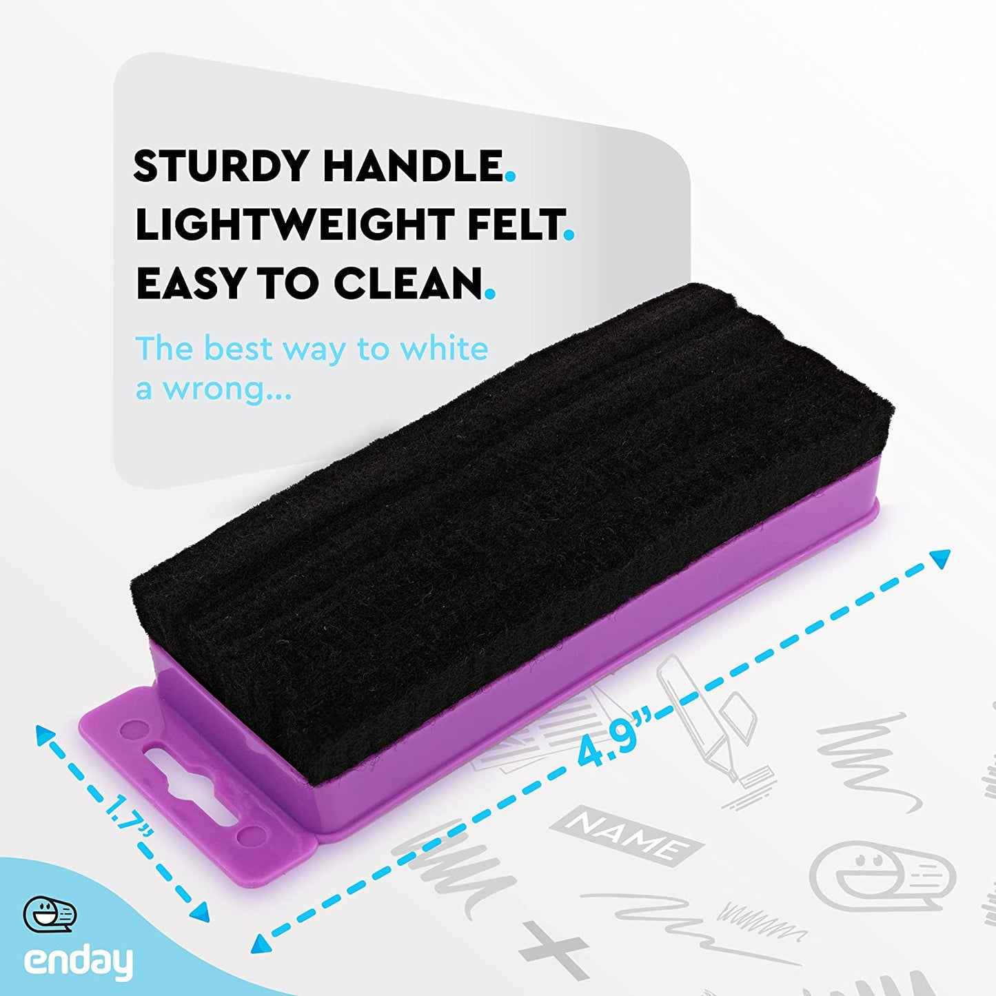 Felt Chalkboard/Whiteboard Eraser w/ Hanger - Purple