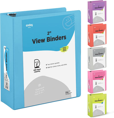 2" Slant-D Ring View Binder w/ 2 Pockets - Blue