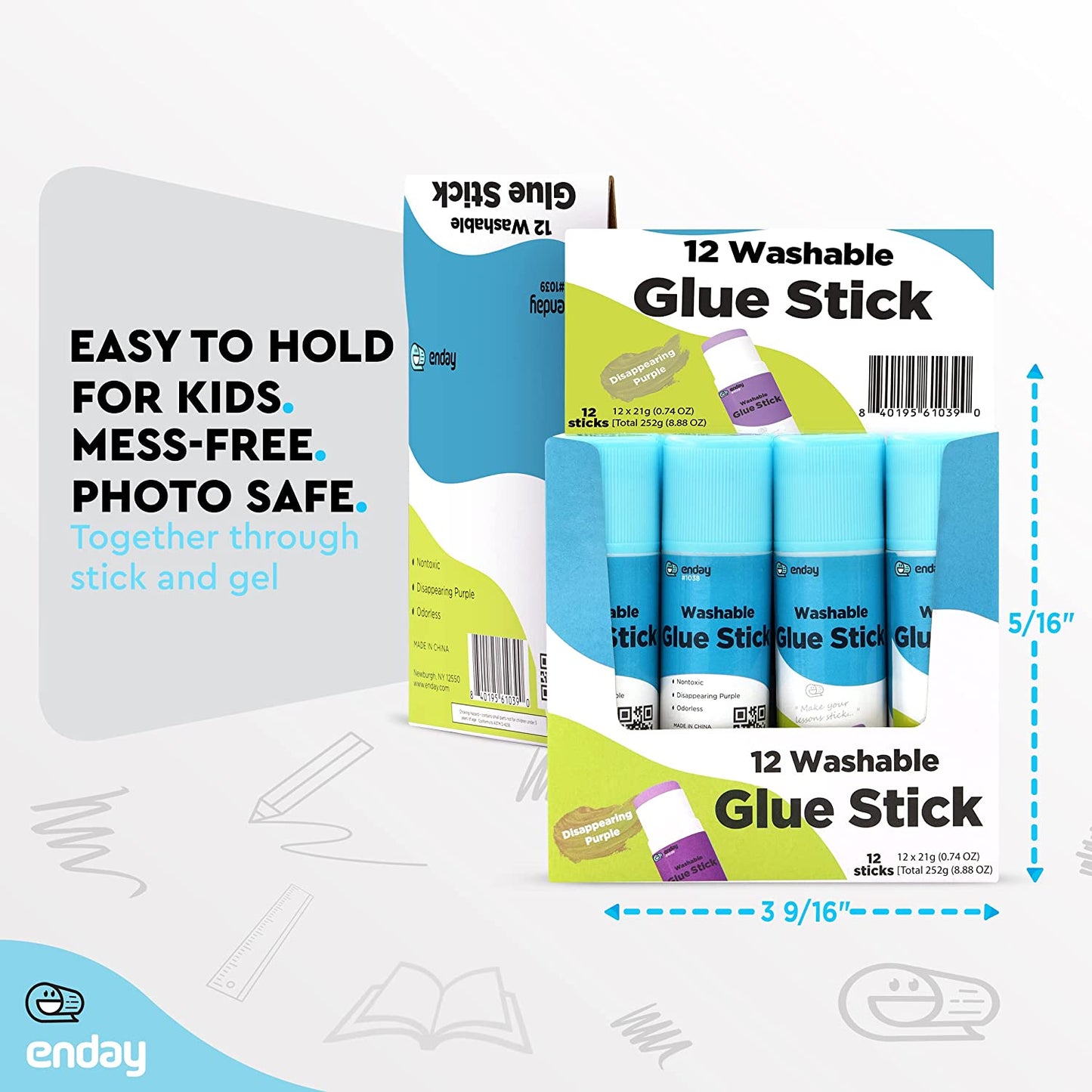 Glue Stick Washable Disappearing Purple 0.7 oz (21g) 12 box